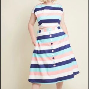 NWT Collectif Dressed With Whimsey Striped Skirt and Top Set - UK sizing